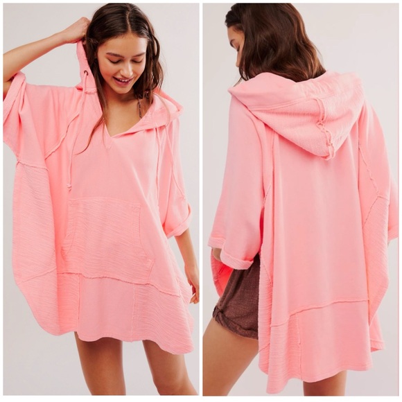 We The Free Sweaters - Free People We The Free So Fresh Pink Boho Frayed Shirt Kimono Hoodie M/L